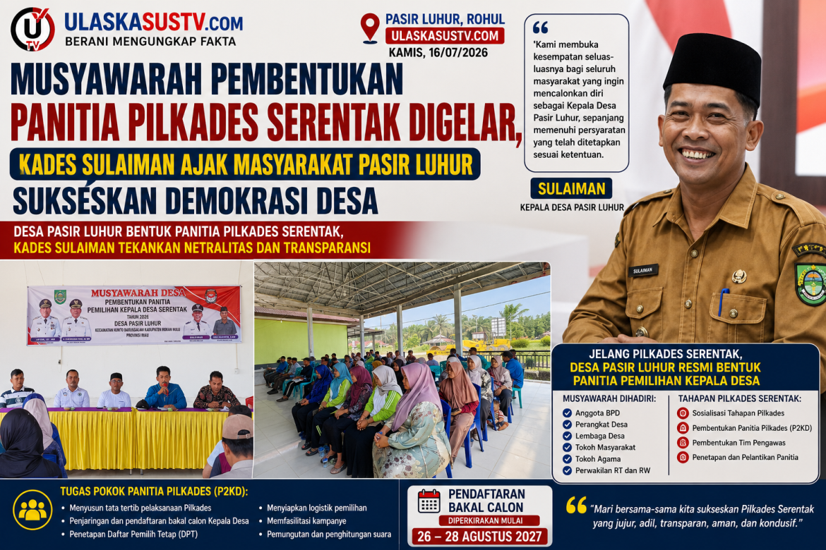 Musyawarah Pembentukan Panitia Pilkades Serentak Digelar, Kades Sulaiman Ajak Masyarakat Pasir Luhur Sukseskan Demokrasi Desa