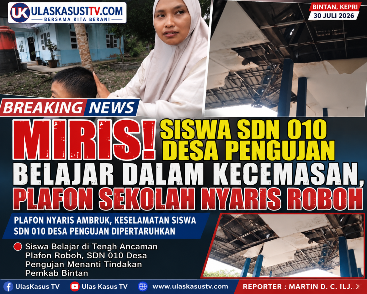 Miris! Siswa SDN 010 Desa Pengujan Belajar dalam Kecemasan, Plafon Sekolah Nyaris Roboh,