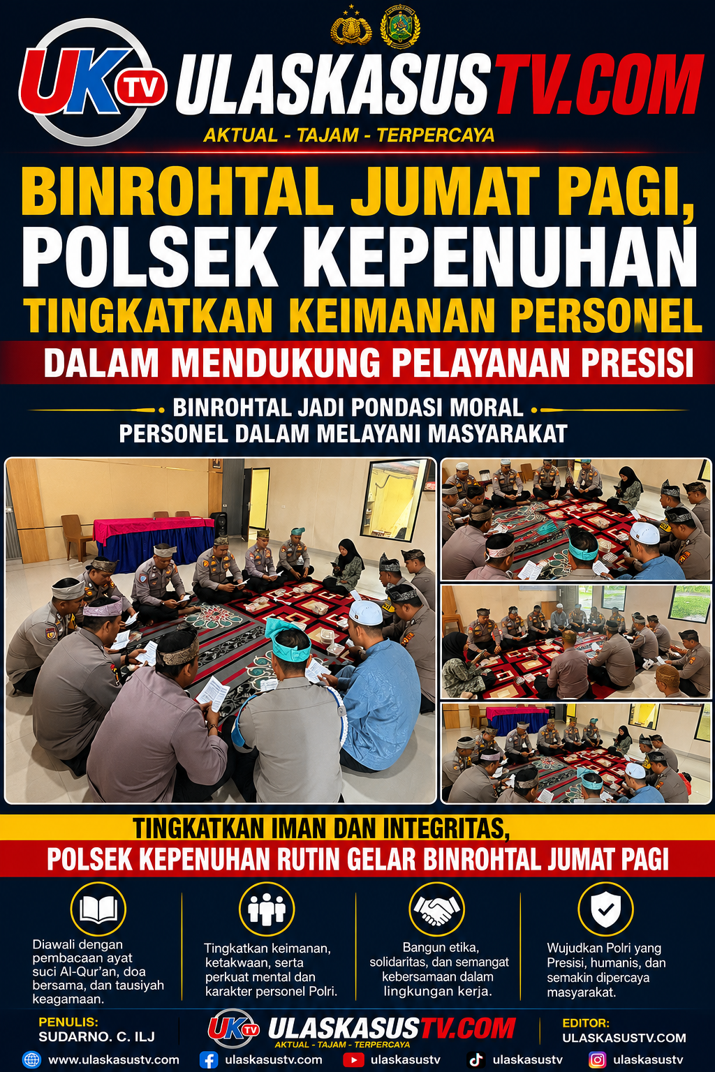 Binrohtal Jumat Pagi, Polsek Kepenuhan Tingkatkan Keimanan Personel dalam Mendukung Pelayanan Presisi