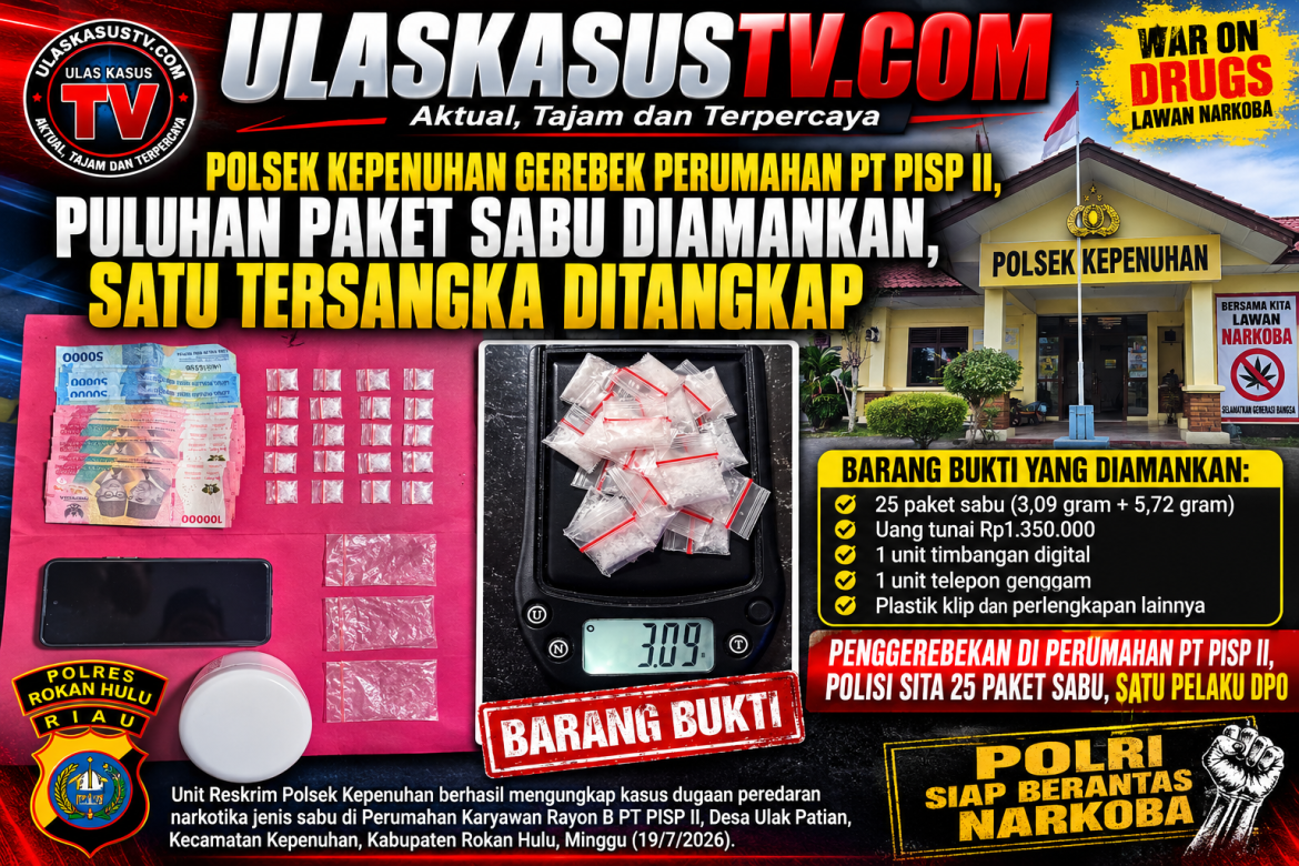 Polsek Kepenuhan Gerebek Perumahan PT PISP II, Puluhan Paket Sabu Diamankan, Satu Tersangka Ditangkap