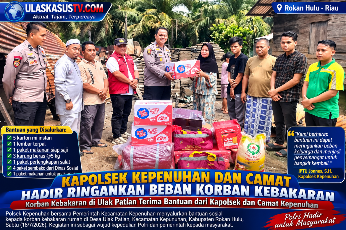 Polsek Kepenuhan dan Pemerintah Kecamatan Hadir Ringankan Beban Korban Kebakaran
