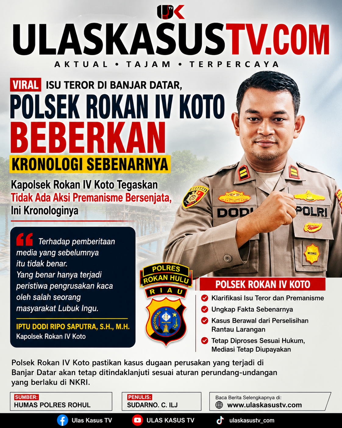 Viral Isu Teror di Banjar Datar, Polsek Rokan IV Koto Beberkan Kronologi Sebenarnya