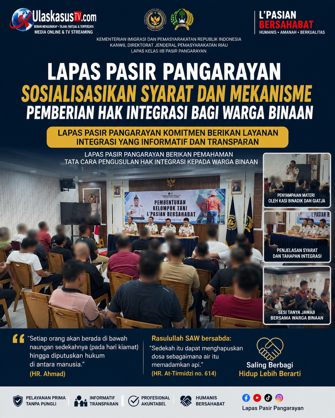 Lapas Pasir Pangarayan Sosialisasikan Syarat dan Mekanisme Pemberian Hak Integrasi bagi Warga Binaan