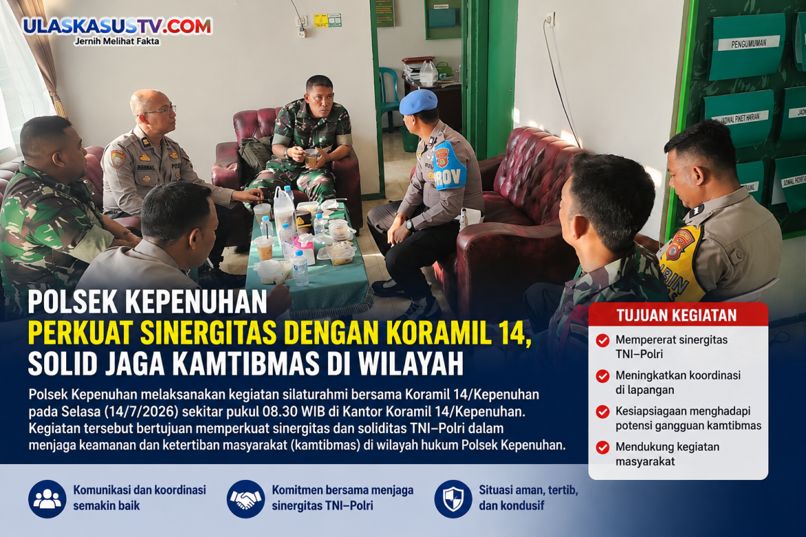 Polsek Kepenuhan Perkuat Sinergitas dengan Koramil 14, Solid Jaga Kamtibmas di Wilayah