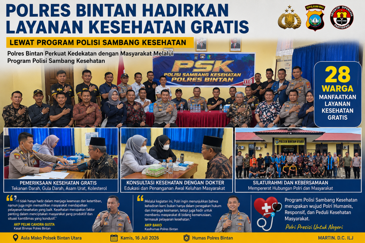 Polres Bintan Hadirkan Layanan Kesehatan Gratis Lewat Program Polisi Sambang Kesehatan,