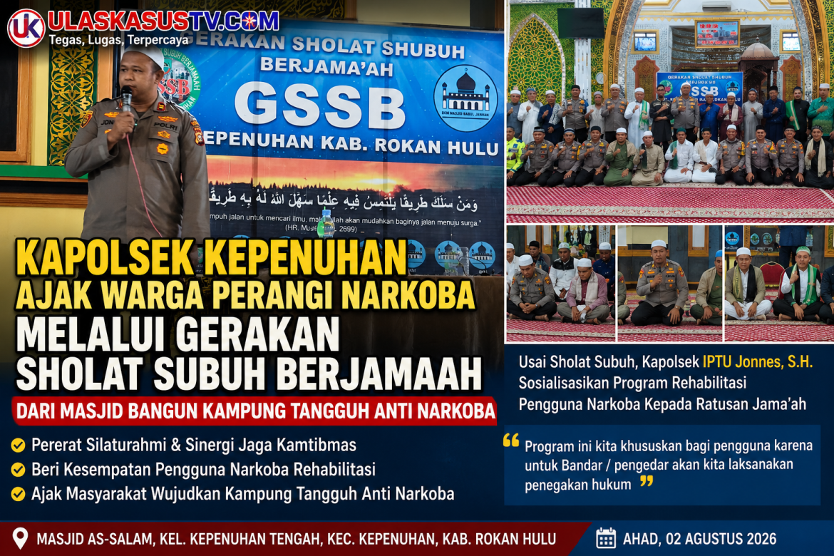 Kapolsek Kepenuhan Ajak Warga Perangi Narkoba Melalui Gerakan Sholat Subuh Berjamaah