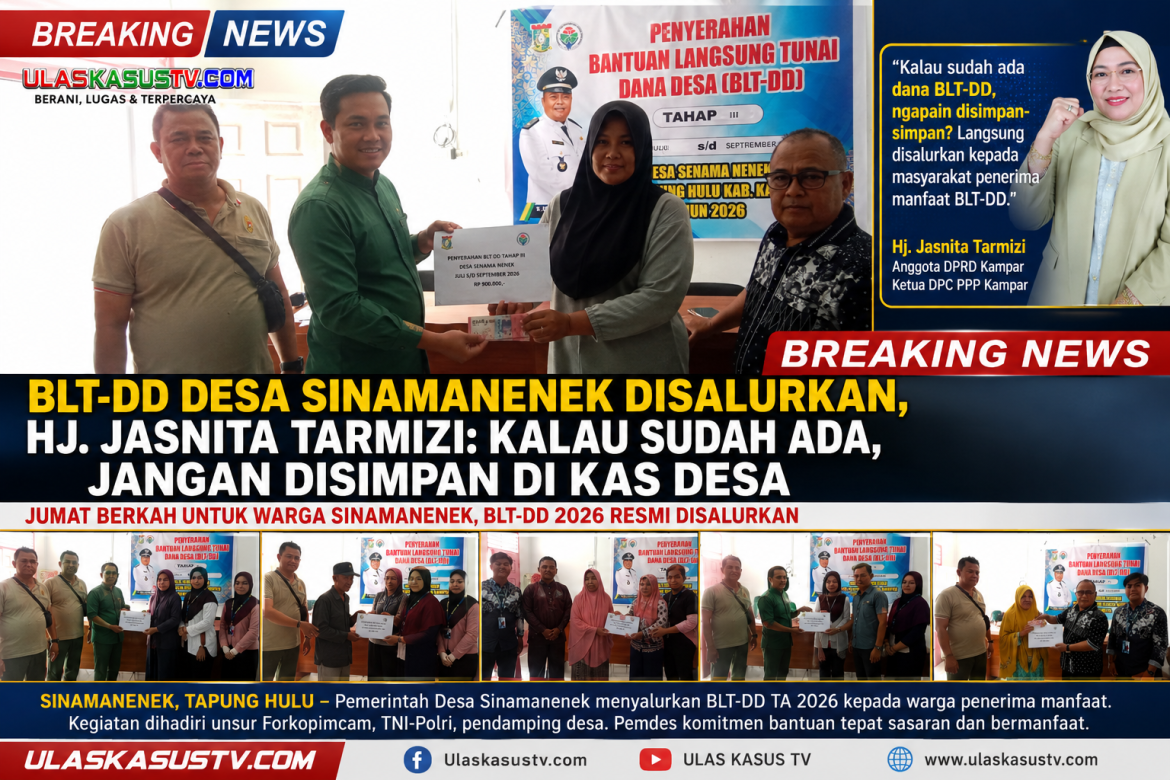 BLT-DD Desa Sinamanenek Disalurkan, Hj. Jasnita Tarmizi: Kalau Sudah Ada, Jangan Disimpan di Kas Desa