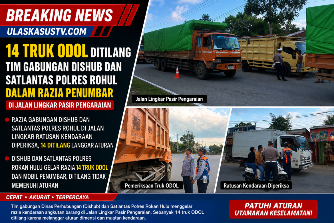 *Razia Gabungan Dishub dan Satlantas Polres Rohul di Jalan Lingkar Ratusan Kendaraan Diperiksa, 14 Ditilang Langgar Aturan*
