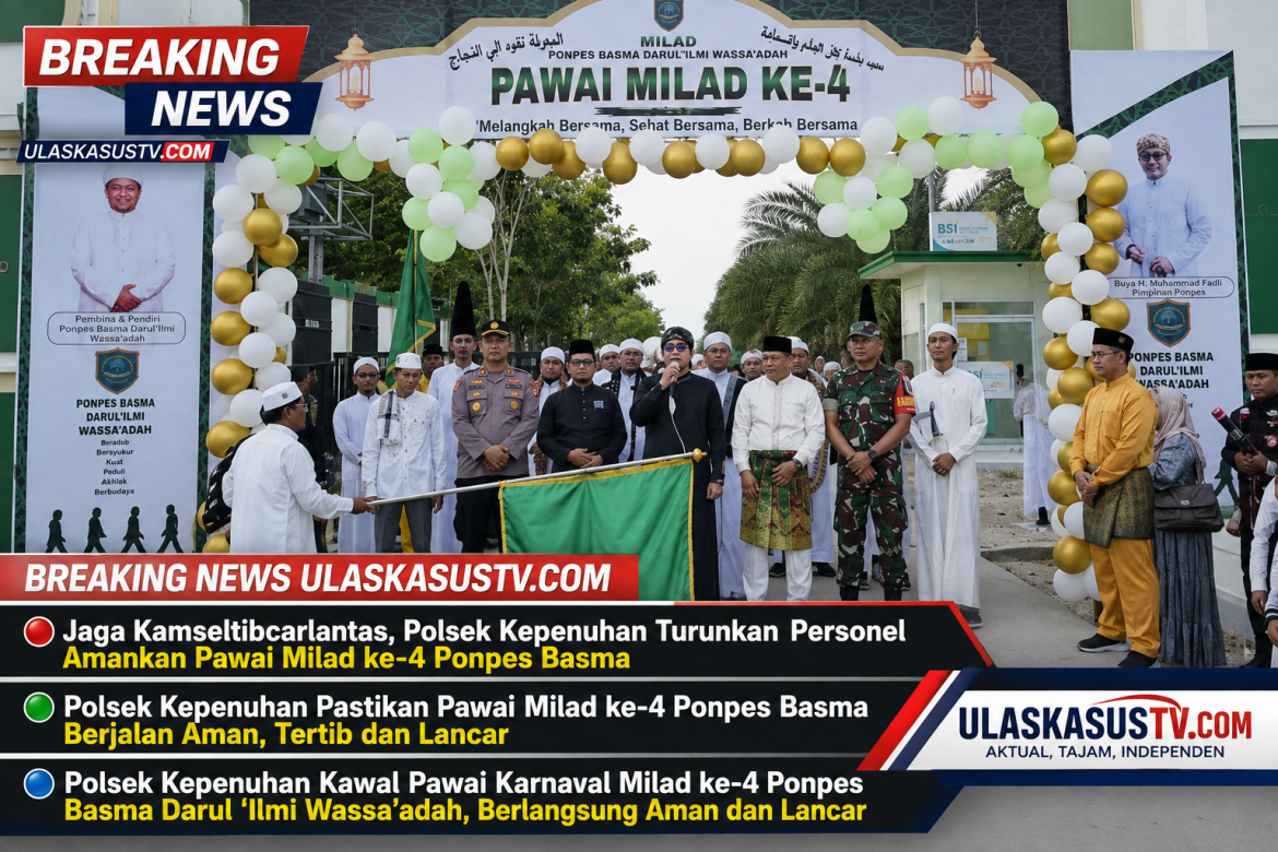 Jaga Kamseltibcarlantas, Polsek Kepenuhan Turunkan Personel Amankan Pawai Milad ke-4 Ponpes Basma