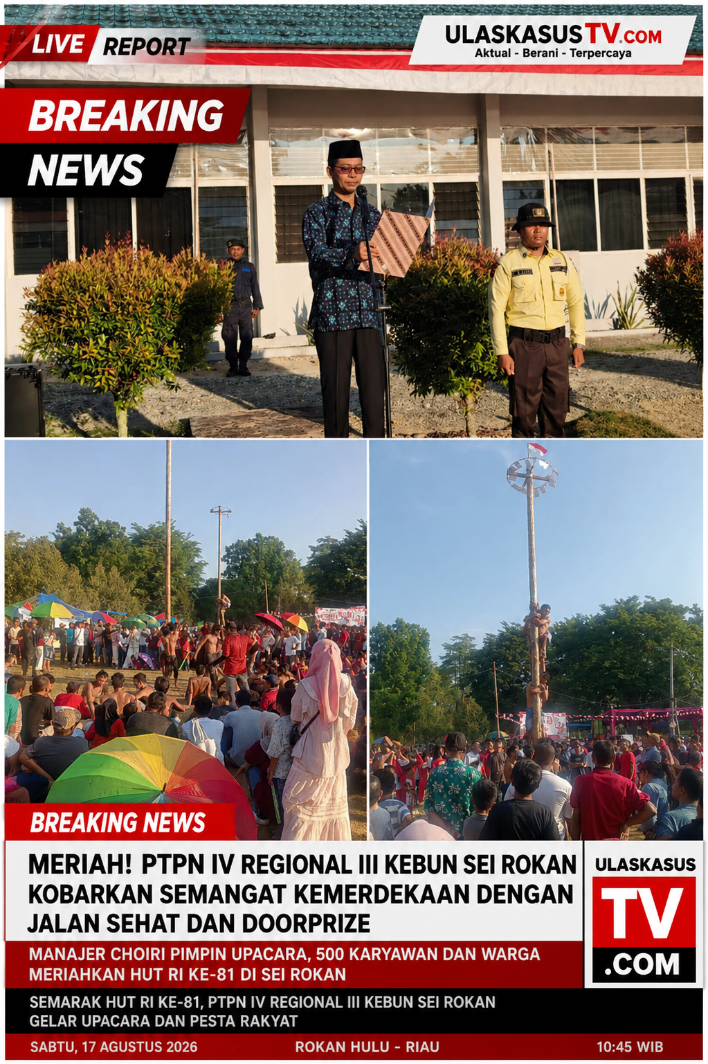 Meriah! PTPN IV Regional III Kebun Sei Rokan Kobarkan Semangat Kemerdekaan dengan Jalan Sehat dan Doorprize