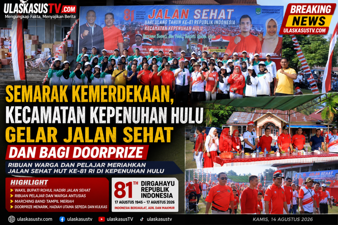 Kepenuhan Hulu Bergemuruh, Jalan Sehat HUT ke-81 RI Diikuti Ribuan Pelajar dan Warga