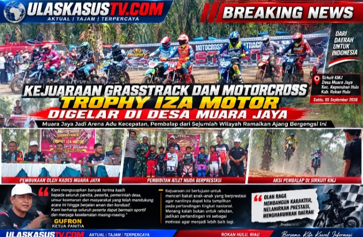 Kejuaraan Grasstrack Dan Motorcross Trophy Iza motor Digelar Di Desa Muara jaya