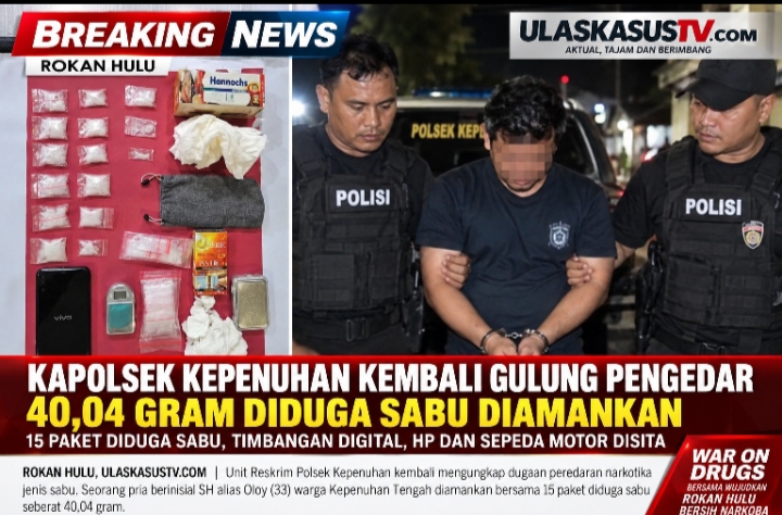 40,04 Gram Diduga Sabu Disita, Polsek Kepenuhan Kembali Tindak Peredaran Narkoba