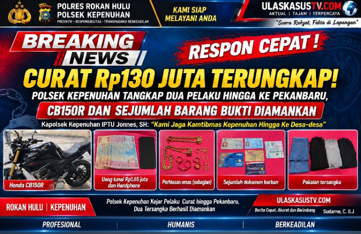 Curat Rp130 Juta Terungkap! Polsek Kepenuhan Tangkap Dua Pelaku hingga ke Pekanbaru, CB150R dan Toyota Vios Diamankan
