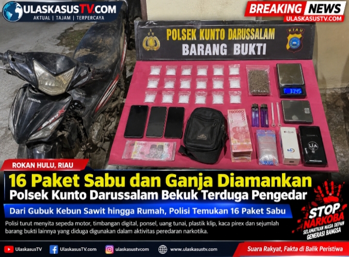 16 Paket Sabu dan Ganja Diamankan, Polsek Kunto Darussalam Bekuk Terduga Pengedar