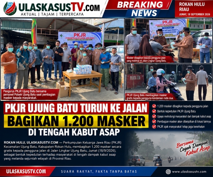 PKJR Ujung Batu Bagikan 1.200 Masker Gratis, Peduli Warga Terdampak Kabut Asap