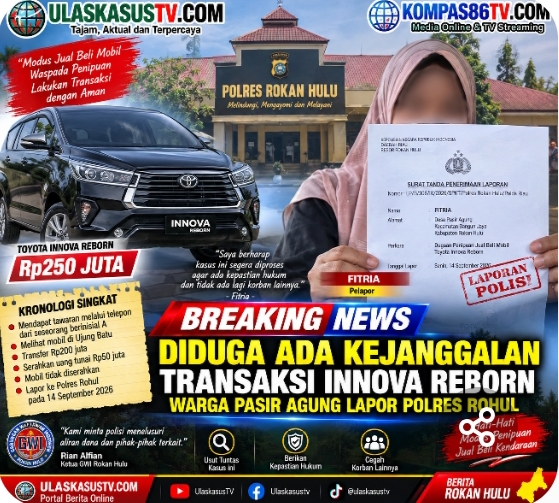 Diduga Ada Kejanggalan Transaksi Innova Reborn, Warga Pasir Agung Lapor Polres Rohul