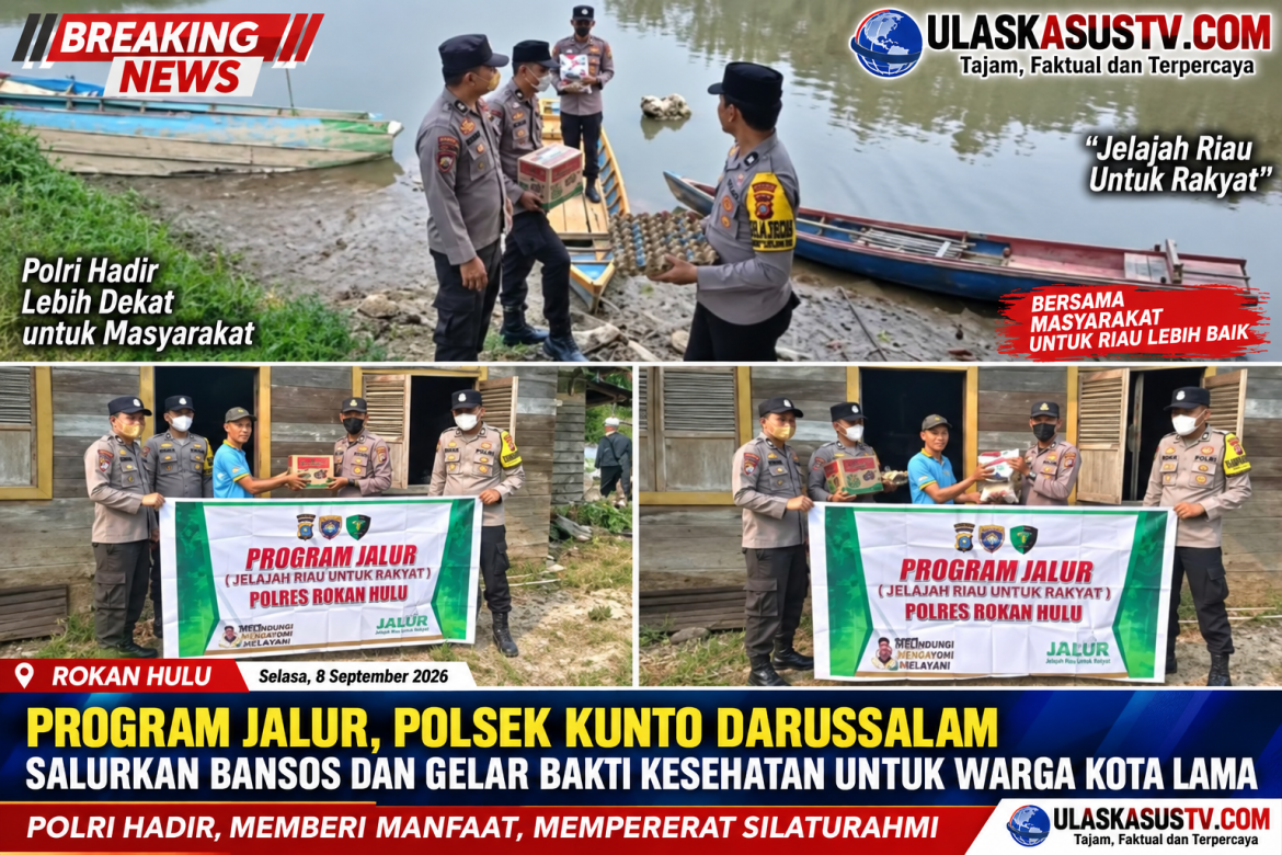 Program JALUR, Polsek Kunto Darussalam Salurkan Bansos dan Gelar Bakti Kesehatan untuk Warga Kota Lama