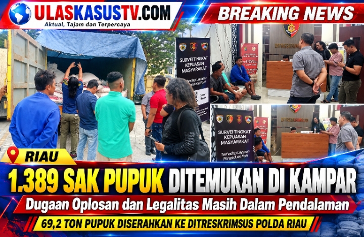 1.389 Sak Pupuk Ditemukan di Kampar, Dugaan Oplosan dan Legalitas Masih Dalam Pendalaman