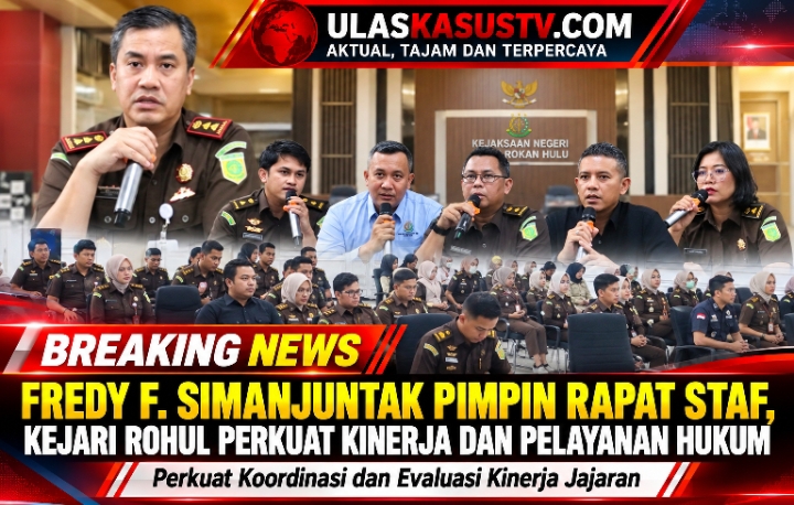 Rapat Staf Kejari Rohul, Kajari Fredy Tekankan Disiplin, Integritas dan Profesionalisme